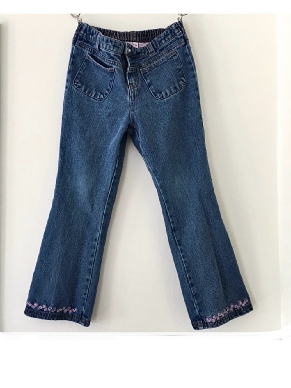 Disney Princess pink embroidered blue jeans